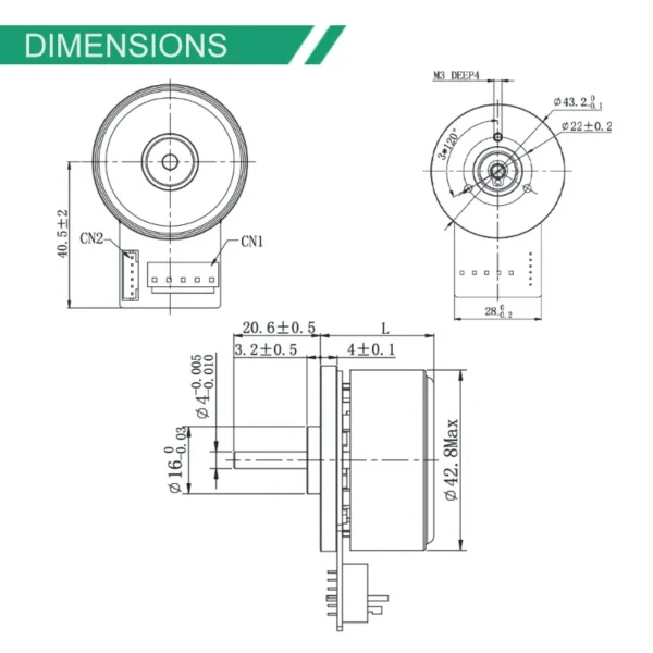 External Rotor Motors, 24V, 70w, 130mN.m, 45mm - view 2