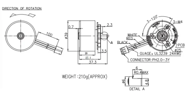 External Rotor Motors, 39mm, BL39E27, Brushless, 12-24V - view 4