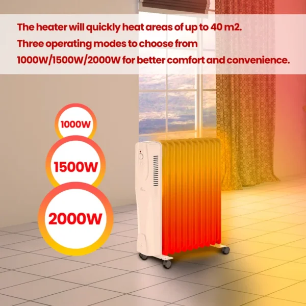 Extralink Oil Heater, 2500W, FINS, NY-25W1, 1000 - view 6
