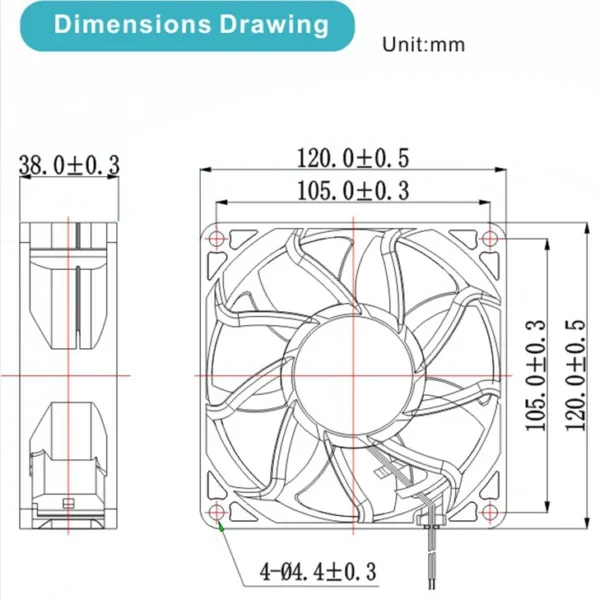 Fan, 110V, 220V, 120x120x38mm - view 3