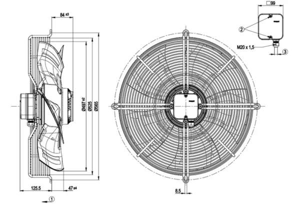 Fan, 500mm, 230V, 680W, 1300rpm - view 3