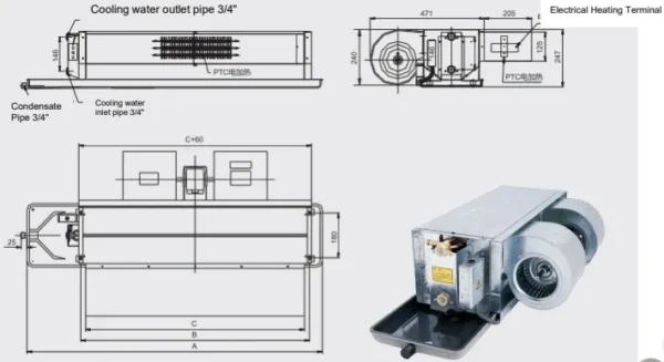 Fan Coil Unit, Ceiling, Ducted, FCU, Brushless - view 2