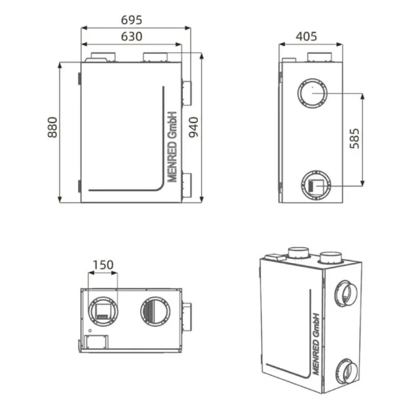 Fan, HEPA, Wall, ERV, 350m3/h - view 5