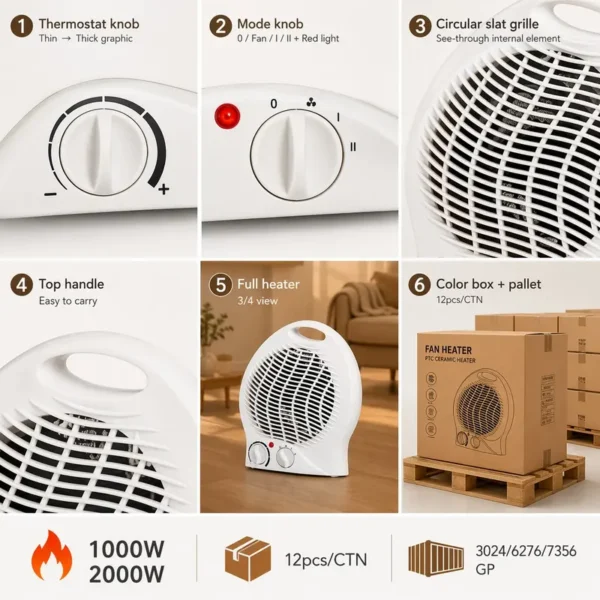 Fan, PTC, Portable, 1000W, 2000W - view 4