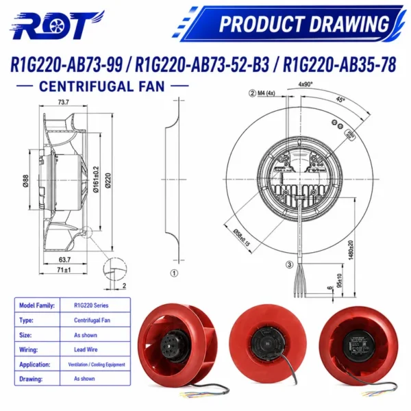 Fan, R1G220-AB35-78, 48V, 100W, 2.4A - view 2