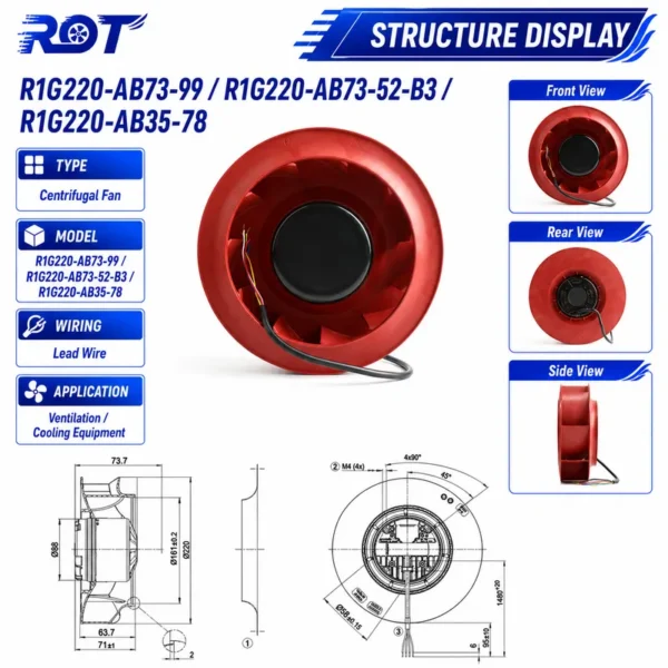 Fan, R1G220-AB35-78, 48V, 100W, 2.4A - view 3