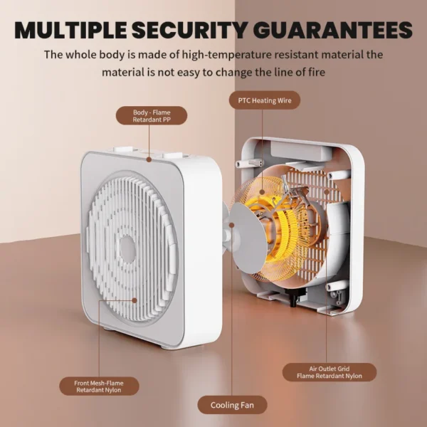 Fast-warming Mini Fan, Portable, 850/1650W, PTC - view 3