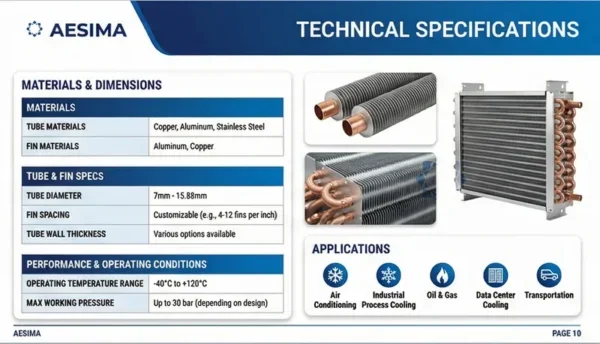 Finned Tube Heat Exchanger, AESIMA, Steel, 220V/380V - view 2