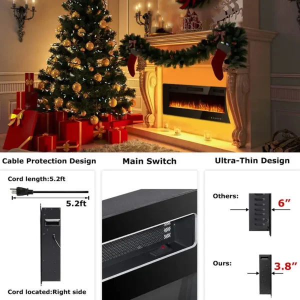 Flame Electric Linear Fireplace, Wall, 110-220, 750 - view 5