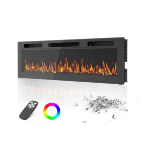 Flame Electric Wall Fireplace, 50", 1500w, 12-Hour