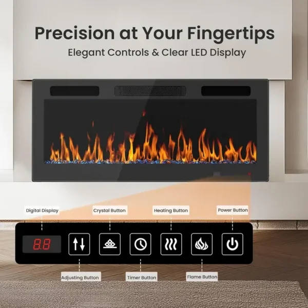 Flame Electric Wall Fireplace, 50", 1500w, 12-Hour - view 3