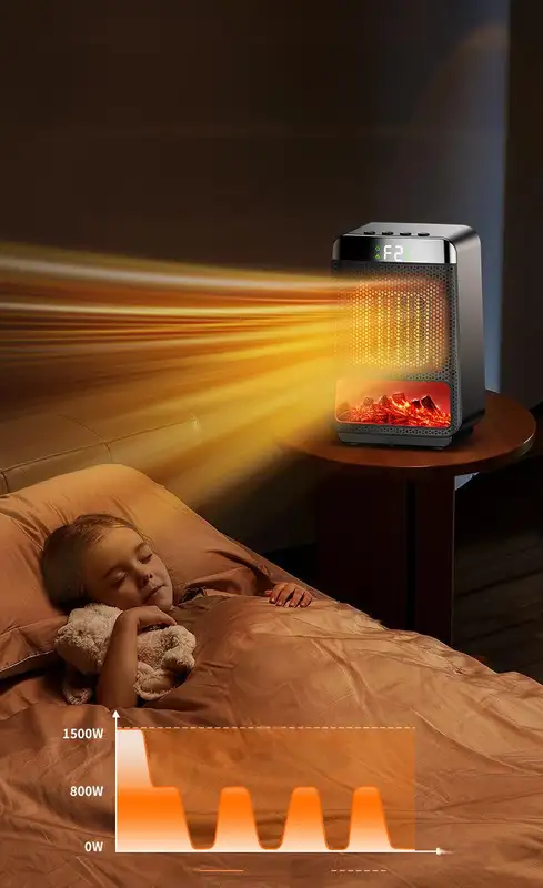 Flame Heater, PTC, 1000W, Ceramic - view 3