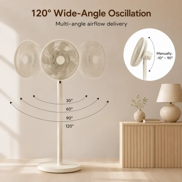 Floor Fan, Portable, 12", 120°, 8-Speed - view 2