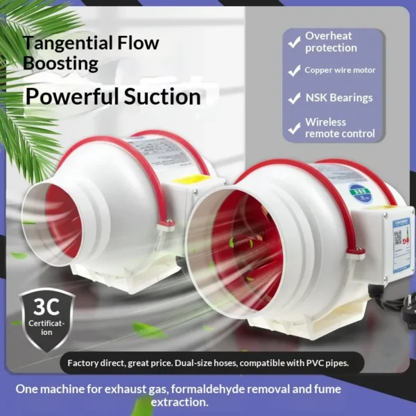 Flow Booster Duct Fan, Plastic, 110 V, Electric - view 5
