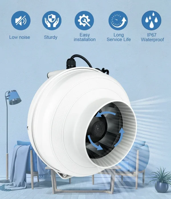 Flow In-line Duct Fan, RF-160W2, DCFAIR, Plastic - view 5