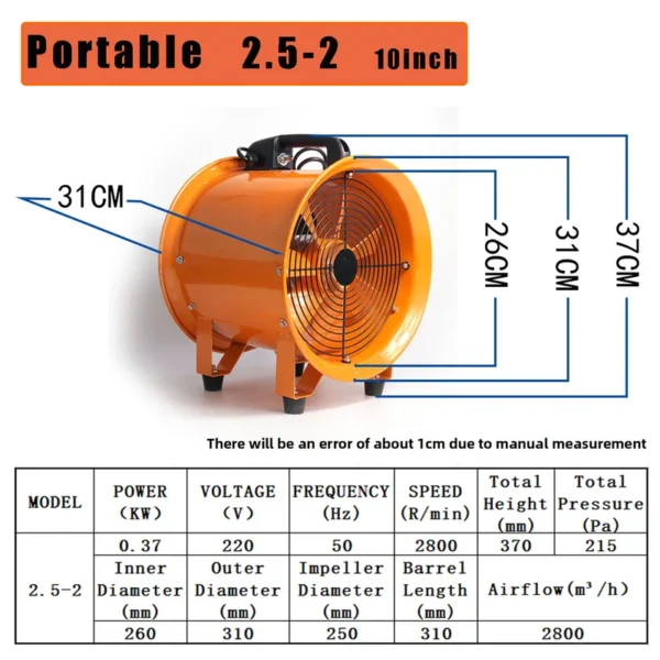 Flow Industrial Exhaust Fan, Portable, 110V/220V, 380V, Axial - view 2