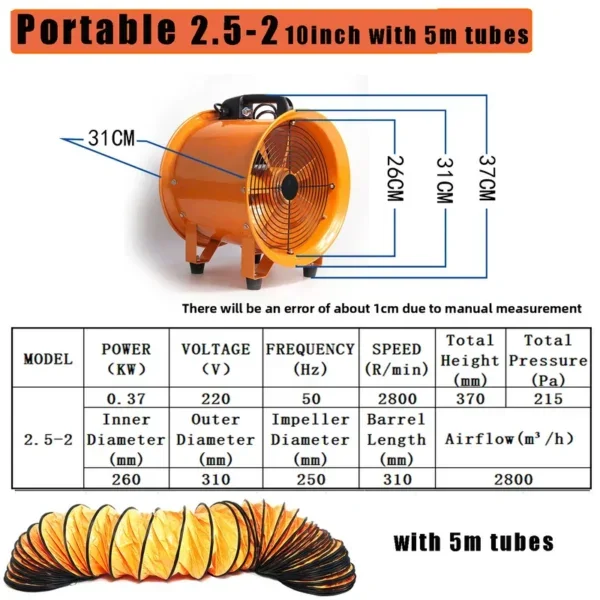 Flow Industrial Exhaust Fan, Portable, 110V/220V, 380V, Axial - view 3