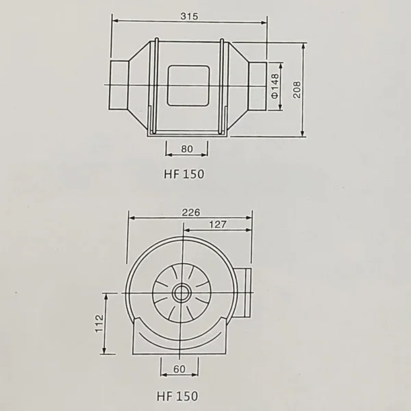 Flow Inline Circular Fan, Axial, HVAC, 220V, 150mm - view 5