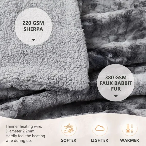 Folded Quilted Electric Blanket, 110-220V, AC220V, Us Plug - view 5