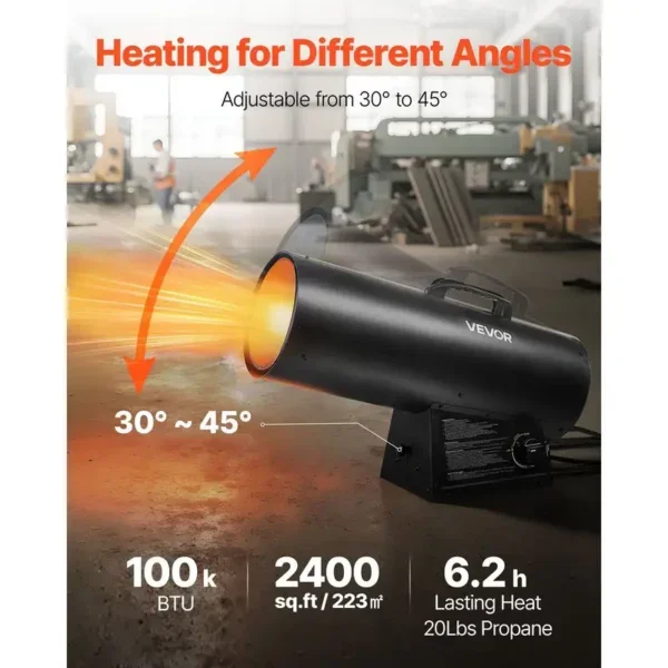 Forced Air Propane Heater, Portable, 100000BTU - view 2