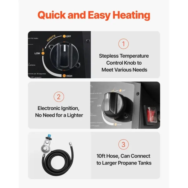 Forced Air Propane Heater, Portable, 60000BTU - view 6