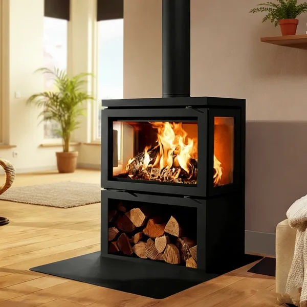 Freestanding Wood Burning Fireplace, Steel Plate - view 2