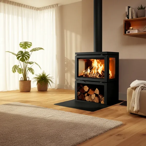 Freestanding Wood Burning Fireplace, Steel Plate - view 6