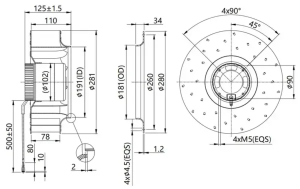 Galvanized Metal Impeller, 280mm, Centrifugal - view 5