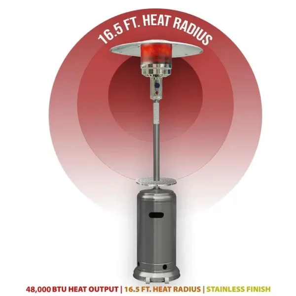 Gas Patio Heater, GNEE, GN-OH-016-P, 13KW, Stainless - view 3