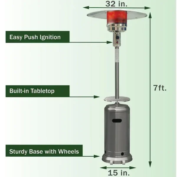 Gas Patio Heater, GNEE, GN-OH-016-P, 13KW, Stainless - view 4