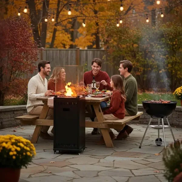 Gas Patio Heater, Steel, Waterproof, Portable - view 3