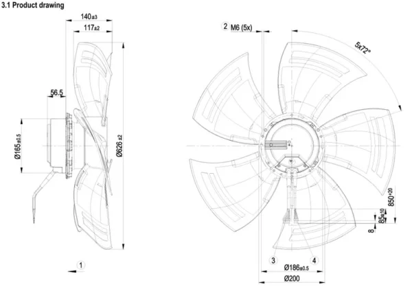 German Centrifugal Cooling Fan, A3G630-AQ37-94 - view 4