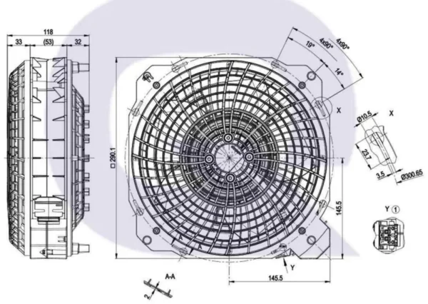 German Original Fan, R2E250-RA50-01, M2E068-EC, 230V, 250MM - view 3