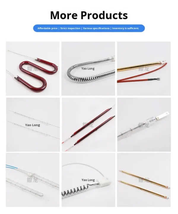 Glass Halogen Heating Tube, 120V/240V, quartz glass - view 6