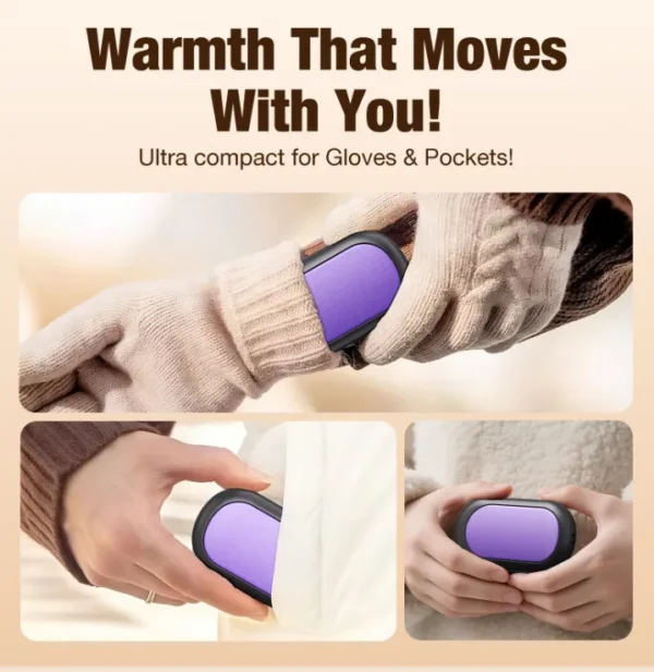 Hand Warmer, 2-Pack, 4000mAh, USB, Portable - view 3