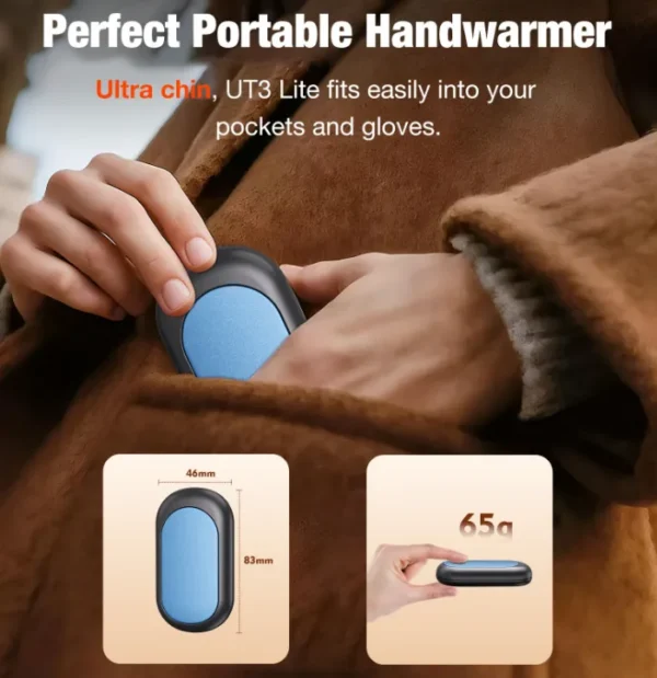 Hand Warmer, 2-Pack, 4000mAh, USB, Portable - view 6