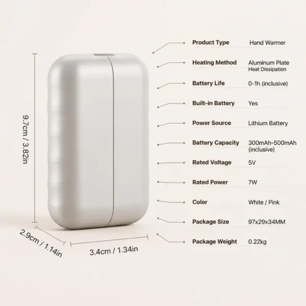 Hand Warmer, Portable, Aluminum - view 4