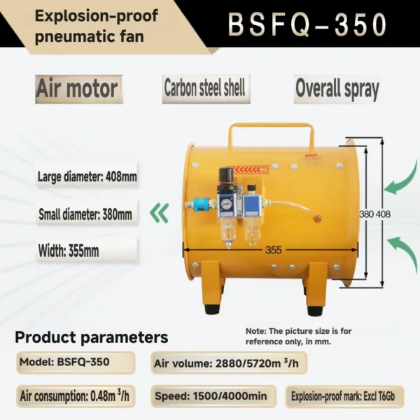 Handheld Pneumatic Axial Fan, DADA, BSFQ-350, Explosion-Proof - view 6