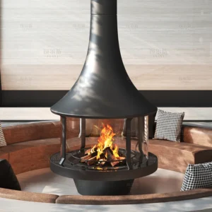 Hanging Fireplace, Steel, Wood Fireplaces