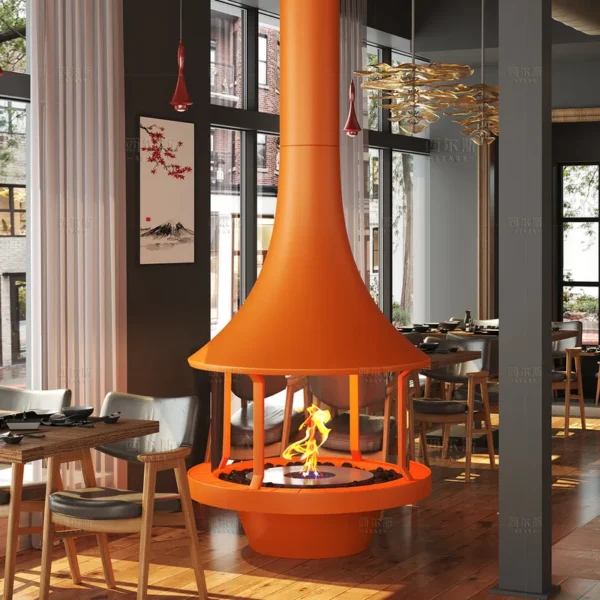 Hanging Fireplace, Steel, Wood Fireplaces - view 4
