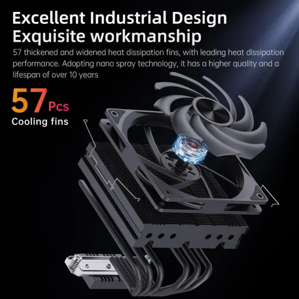 Heat Pipe Cpu Fan, SNOWMAN, PWM, FRGB - view 4