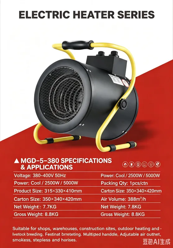 Heat Resistant Electric Fan, 380V5KW, Portable - view 2