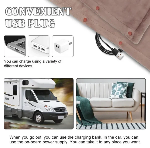Heated Blanket, 63x33in, USB - view 4