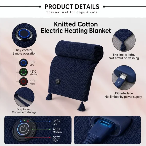 Heated Blanket, USB, DC 12V, Us Plug - view 6