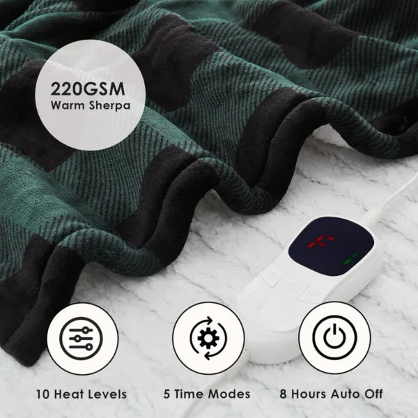 Heated Throw Fleece Blanket, 180x160, 100%, Portable - view 6