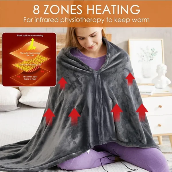 Heated Wearable Hoodie Blanket, USB, flannel fleece - view 2