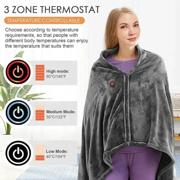 Heated Wearable Hoodie Blanket, USB, flannel fleece - view 4