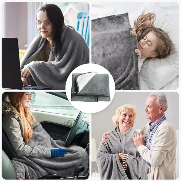 Heated Wearable Hoodie Blanket, USB, flannel fleece - view 6