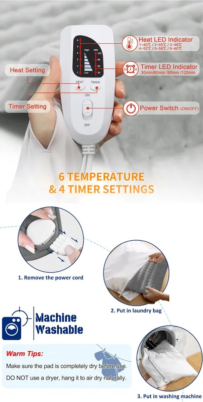 Heating Pad Heating Blanket, LED, 120W(0.16hp), Flannel Fleece - view 2