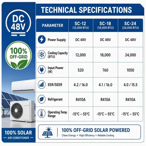 Heating Solar Air Conditioner, 48V, Inverter - view 3